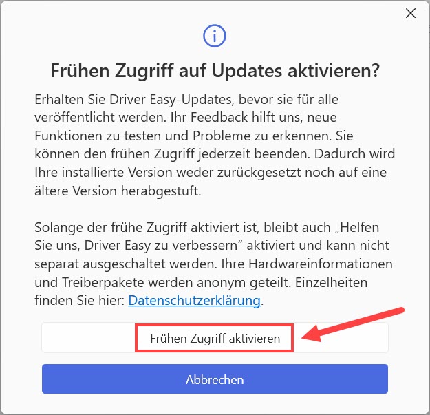 driver easy Frühzeitigen Zugriff auf Updates